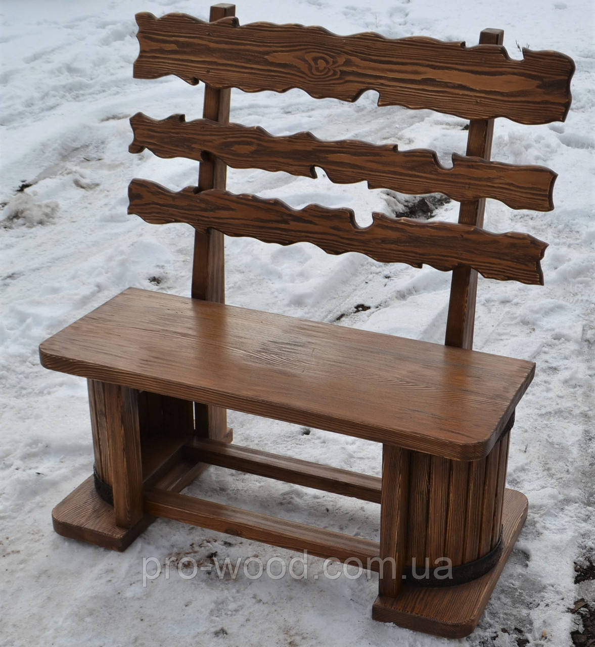 Лавка під старовину з декорованою зручною спинкою, фото 1