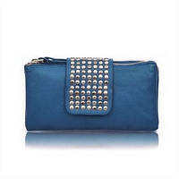 Клатч - гаманець з заклепками синій