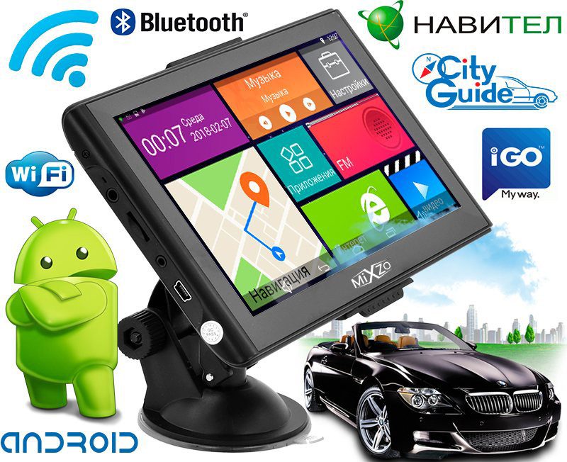 Новий потужний GPS-навігатор MiXzo MX760 7" 8 Ядер 1/16 FM AV Android