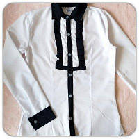 Блуза Жабо черное Престиж белая школьная 116-176см с кружевом