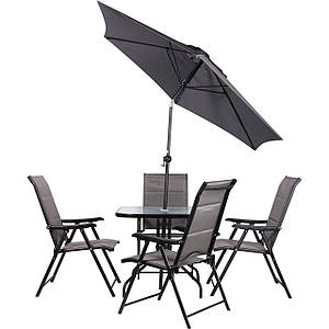 Комплект Playa чорний/темно-сірий (4 крісла + стіл + парасолька) ТМ AMF