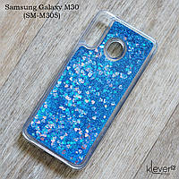 Чохол акваріум для Samsung Galaxy M30 (SM-M305) (сині блискітки)