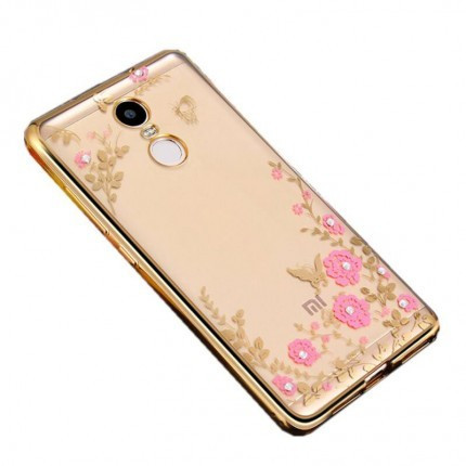 Силіконовий чохол з квітами і стразами для Xiaomi Redmi Note 4x
