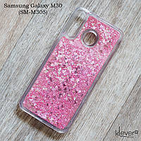 Чохол акваріум для Samsung Galaxy M30 (SM-M305) (рожеві блискітки)