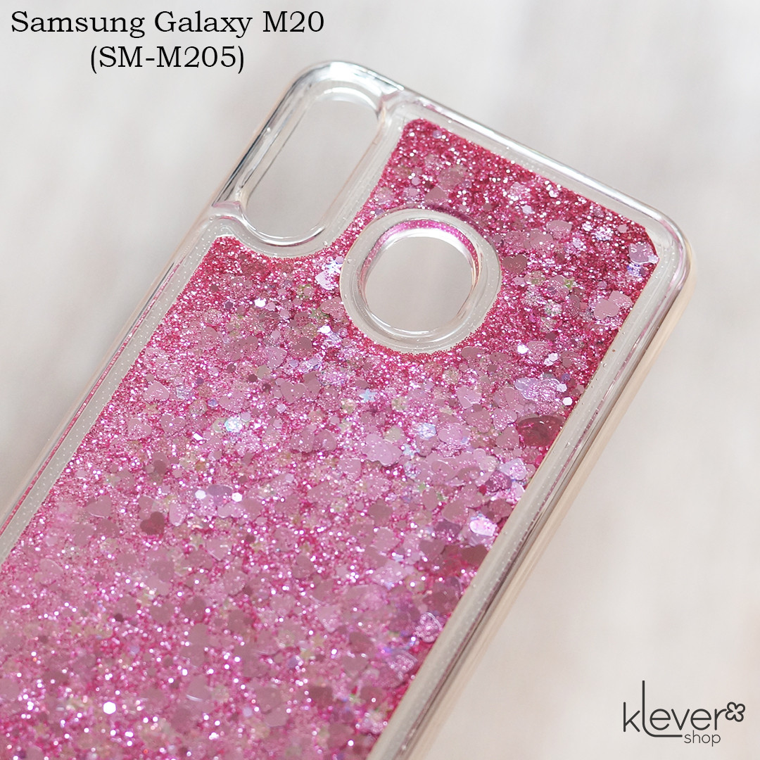 Чохол-акваріум з блискітками для Samsung Galaxy M20 (SM-M205) (рожеві блискітки)