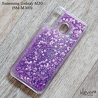 Чохол акваріум для Samsung Galaxy M30 (SM-M305) (фіолетові блискітки)
