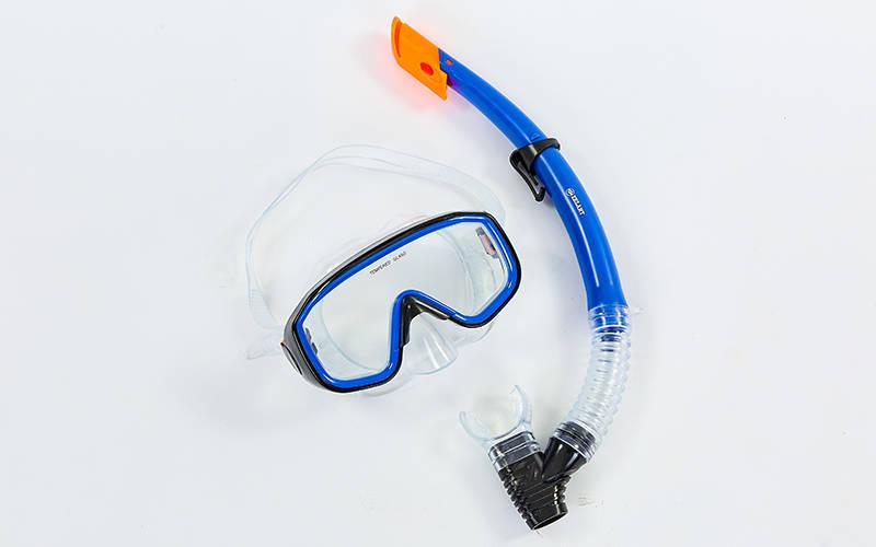 Набір для плавання маска з трубкою Zelart M138-SN50 чорно-синій