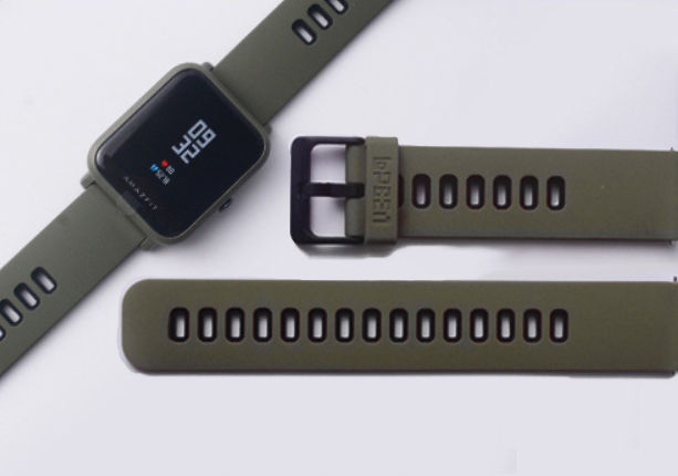 Силіконовий ремінець LOPBEN Sport для Xiaomi Amazfit Bip / Lite / 20 мм Хакі / Чорний 2140P