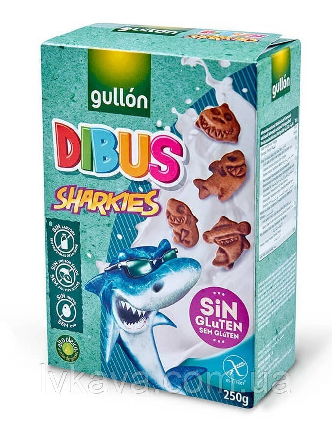 Печиво бісквітне Gullon Dibus Sharkies без глютену, 250 г