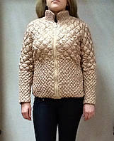 Куртка жіноча демісезонна коротка бежева стьобана розмір +