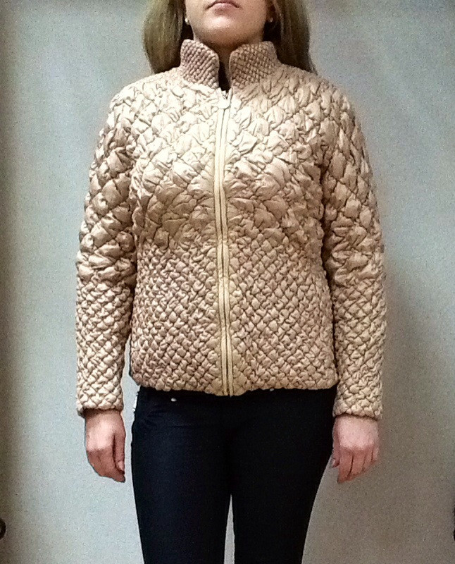 Куртка жіноча демісезонна коротка бежева стьобана розмір +, фото 1