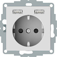 Розетка силовая 16А с 2-мя USB 2.4A, Активно-белый System-M Merten MTN2366-0325