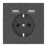 Розетка силова 16А з 2-ма USB 2.4A Антрацит SD Merten MTN2366-6034