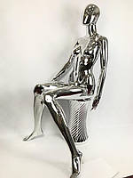Манекен жіночий срібний сидячий