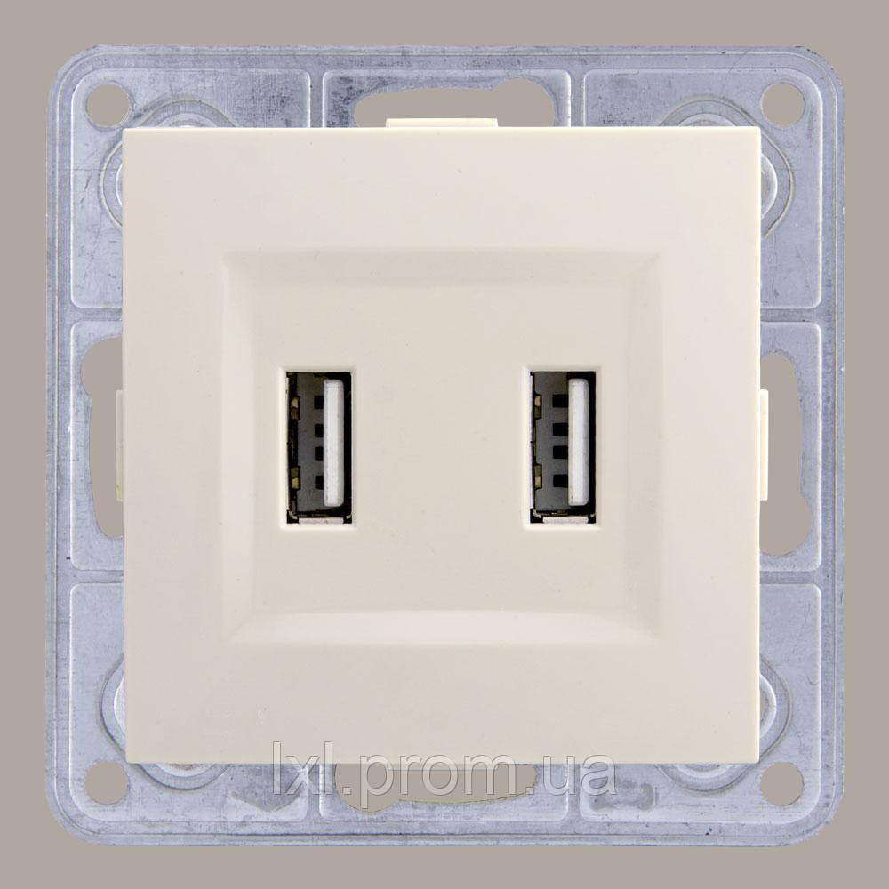 Розетка USB подвійна крем TESLA