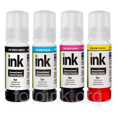 Чорнило для Epson L1110, L3100, L3101, L3110, L3150, L3151, L3156, L3160, L5190 4х70 мл (CW-EW310SET01), фото 1