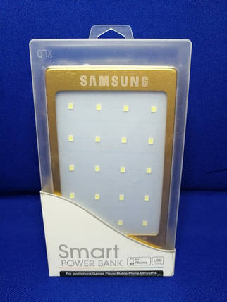 Power Bank Samsung (Сонячна батарея+LED ліхтарик) Gold, фото 2