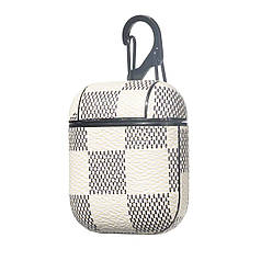 Чохол для навушників Apple AirPods + карабін Oloka Premium Squares Black-white