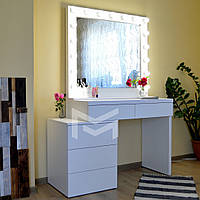 Місце візажиста Milan ДСП Біле 11 ламп, дзеркало обклеєне на щит, ящики ТАЧ (Markson TM)