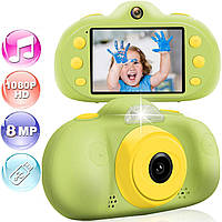 Фотокамера для дітей із протиударною системою/відео/Діаміка 8MP 1080P HD/MP3 плеєр/Ігри Зелена