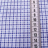 Коттон стрейч у дрібну синю карту, ширина 145 см, фото 3