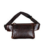 Сумка чоловіча шкіряна барсетка поясний (коричнева), фото 4