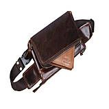 Сумка чоловіча шкіряна барсетка поясний (коричнева), фото 9