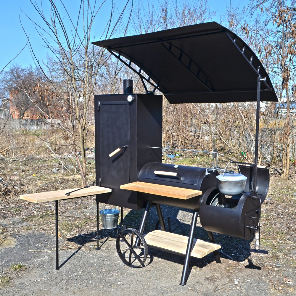 Коптильня Мангал Из Стали для Холодного и Горячего Копчения с Вертелом ...