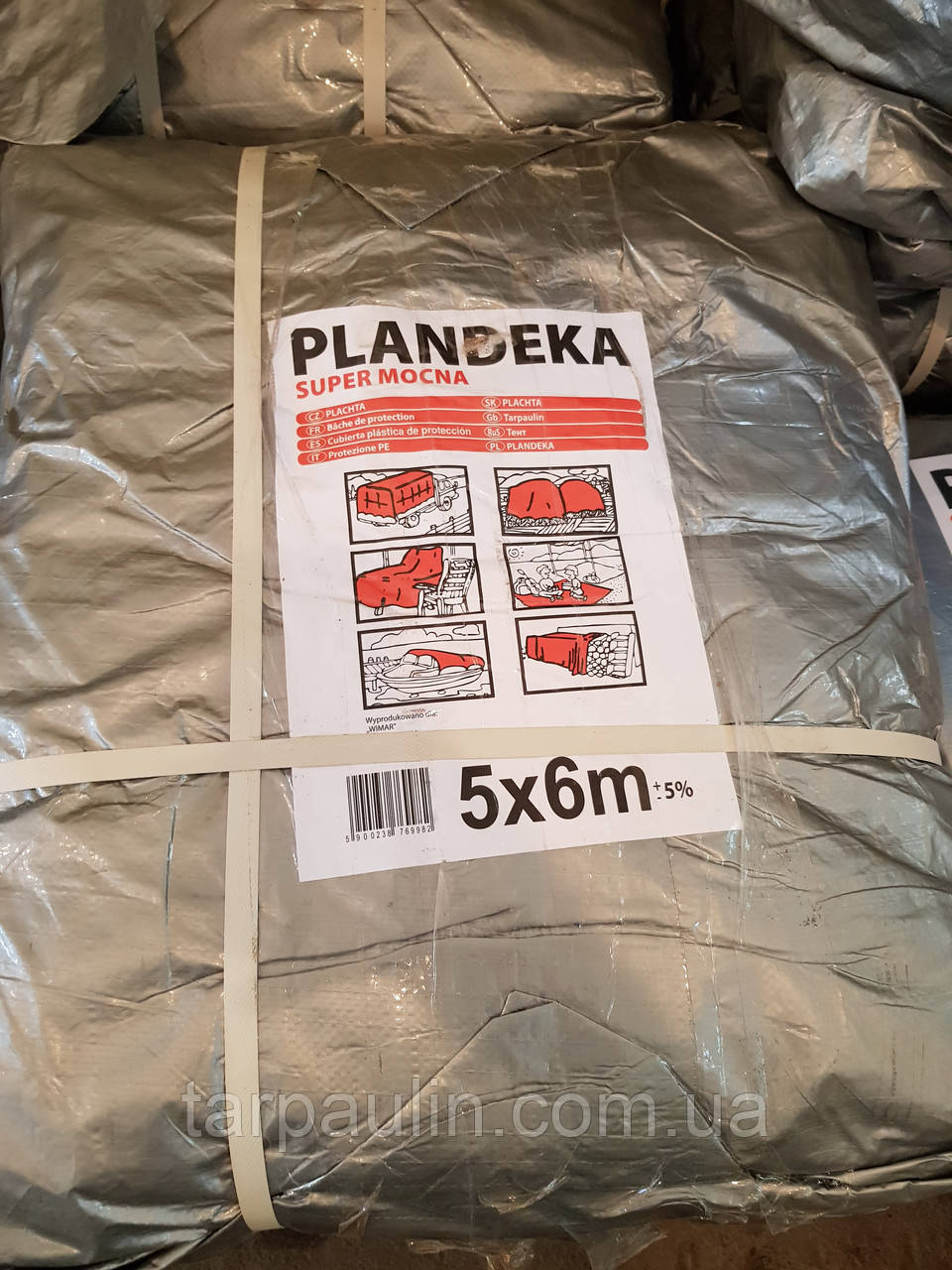 Тент Tenexim Super Mocny 5x6 м. Тарпаулін 160 г/м2, срібний з УФ-захистом
