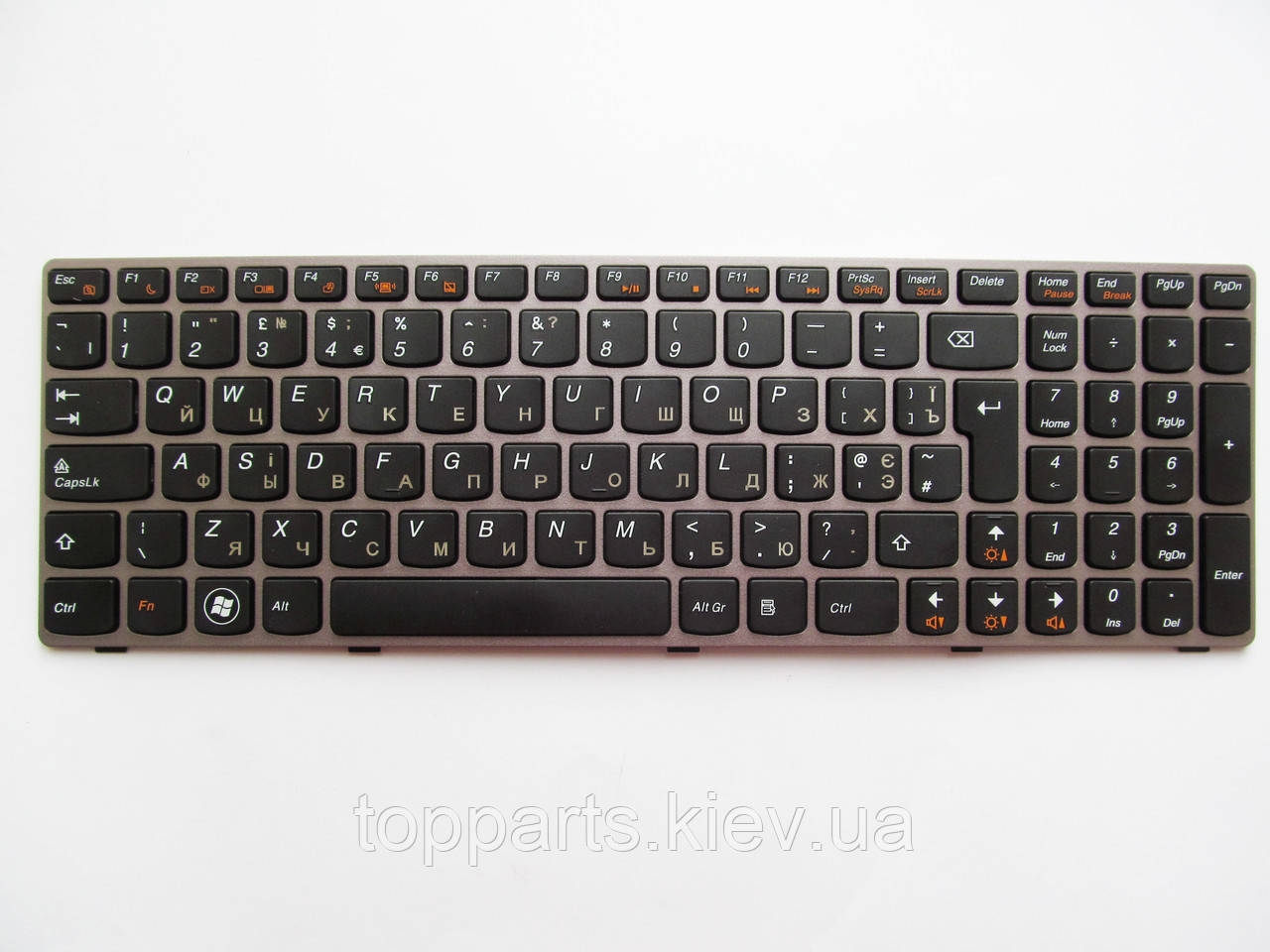 Клавіатура для ноутбуків Lenovo IdeaPad B570, G570, V570, Z570 Series чорна з рожевим рамкою RU/US