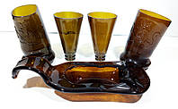 Набір посуду з коричневих скляних пляшок з бокалами № 5