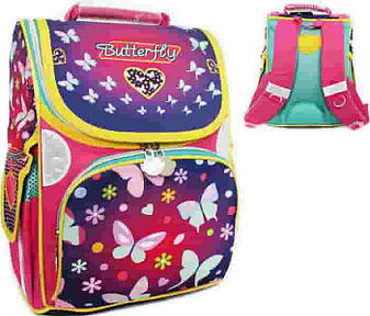 Ранець каркасний шкільний ортопедичний Rainbow * Butterfly* 8-504 ж, фото 1