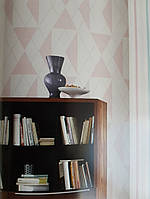 Шпалери вінілові на флізелін Marburg Chelsea 81969 квадрати ромби рожеві білі сріблясті смуги