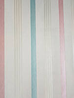 Шпалери вінілові на флізелін Marburg Chelsea 81977 на молочному тлі рожеві бірюзові сріблясті смуги
