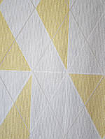 Шпалери вінілові на флізелін Marburg Chelsea 81973 ромби на білому квадрати на жовтому тлі білі смуги