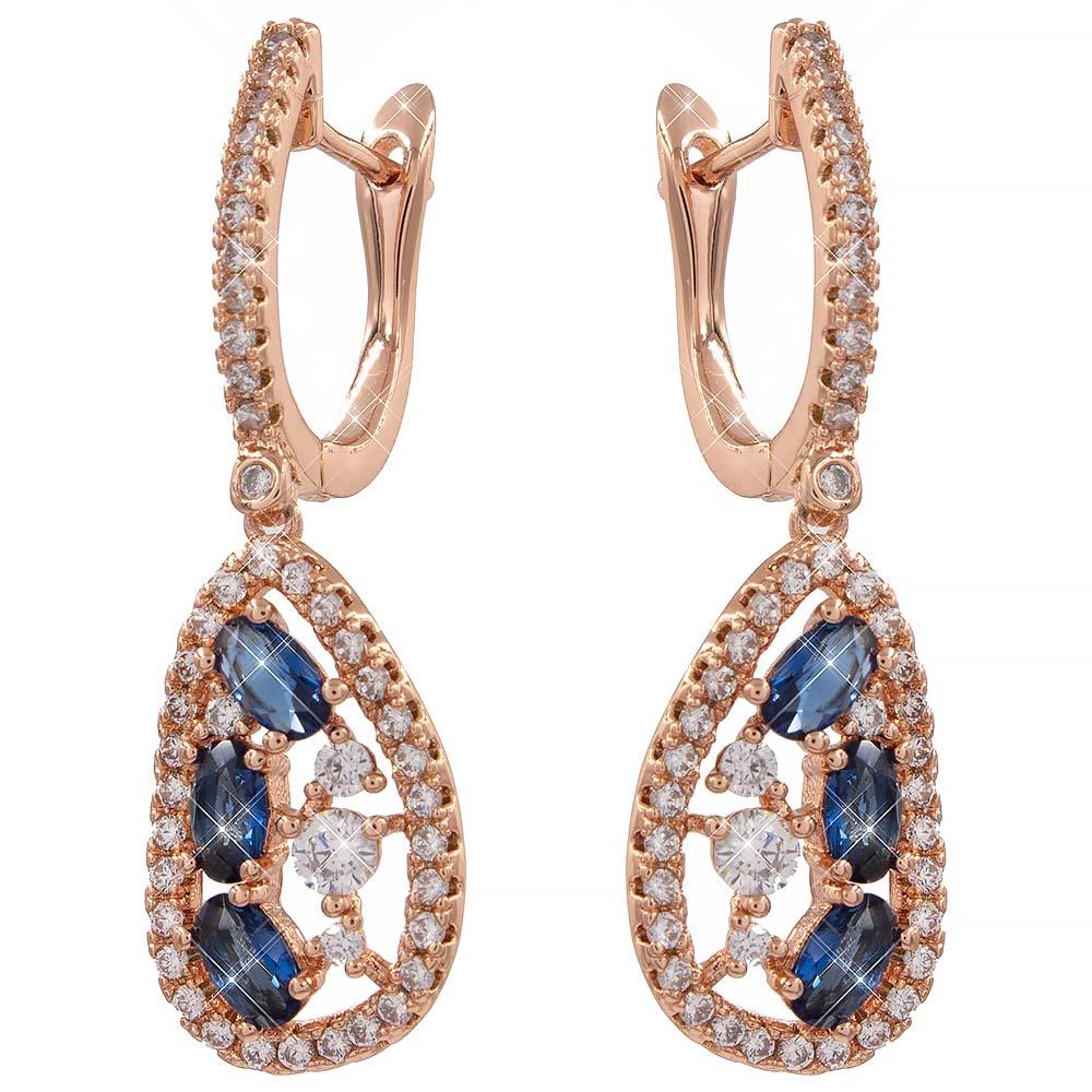Сережки Xuping 3,6 см, білий+блакитний (Медичне золото) 824983(2)