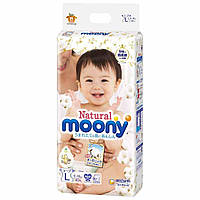 Подгузники Moony Natural L 40 шт. 9-14 кг для внутреннего рынка Японии; Количество - 1 шт.