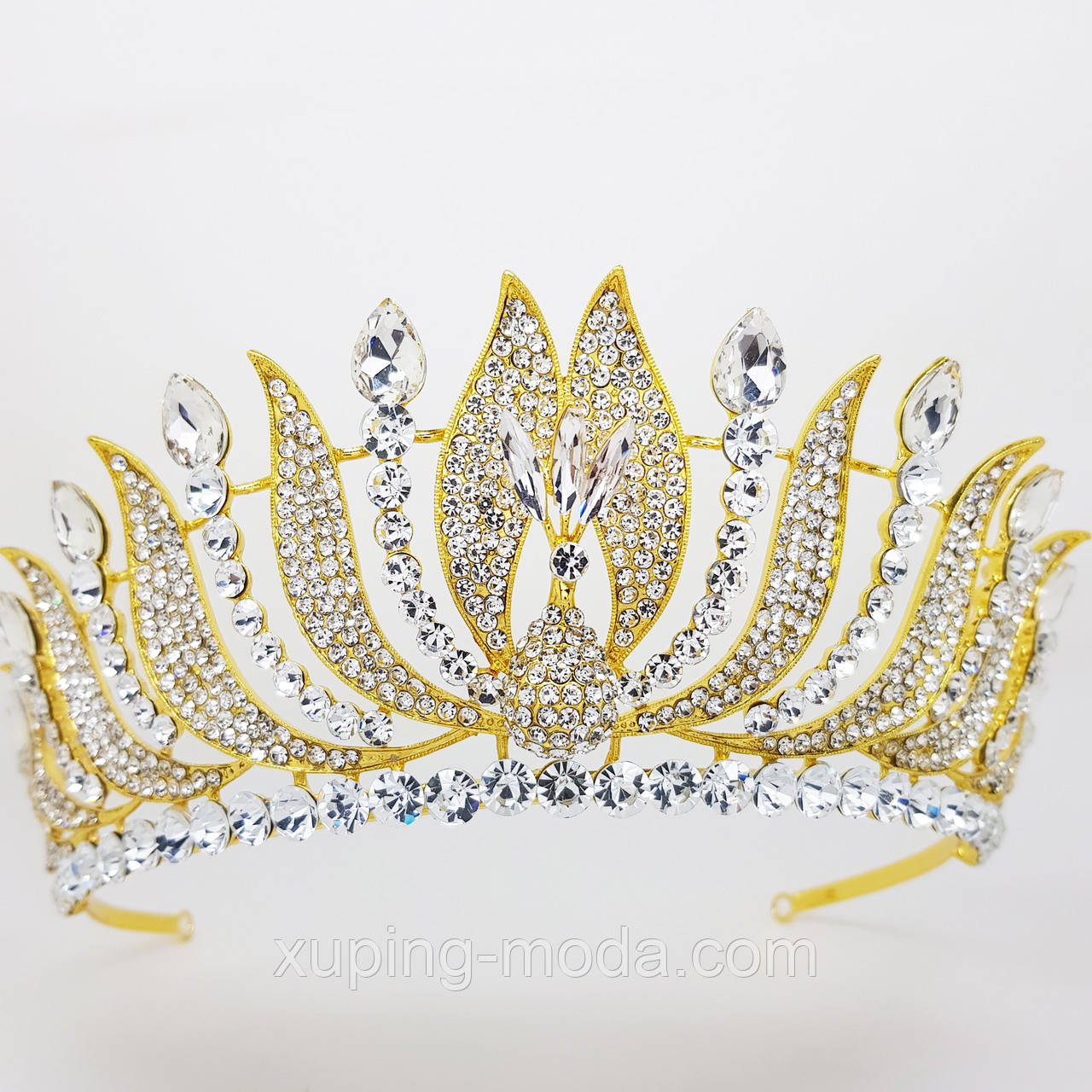 Красива корона, діадема з павичем, золоті діадеми, біжутерія, фото 1