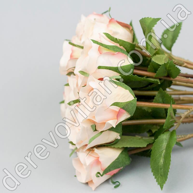 Букет искусственных роз, розово-персиковый, 12 шт, 43 см - фото 3 - id-p703842061