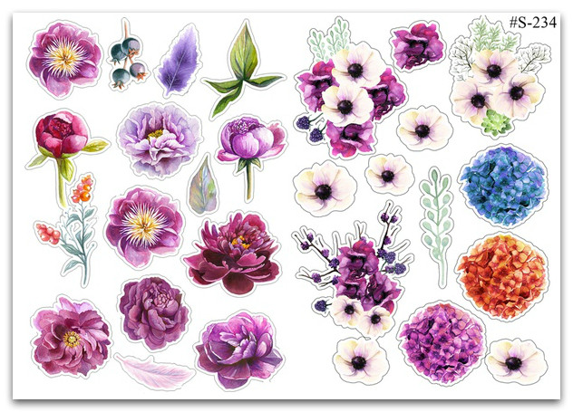 Stickers Pack Watercolor, Flowers #234