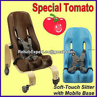 Ортопедичне крісло для дітей із ДЦП з дерев'яною мобільною базою Special Tomato Sitter Size 4 + Mobile Base