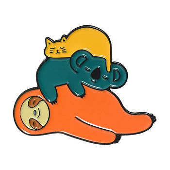 "Лінивець, коала та кіт сплять" значок (пін) металевий