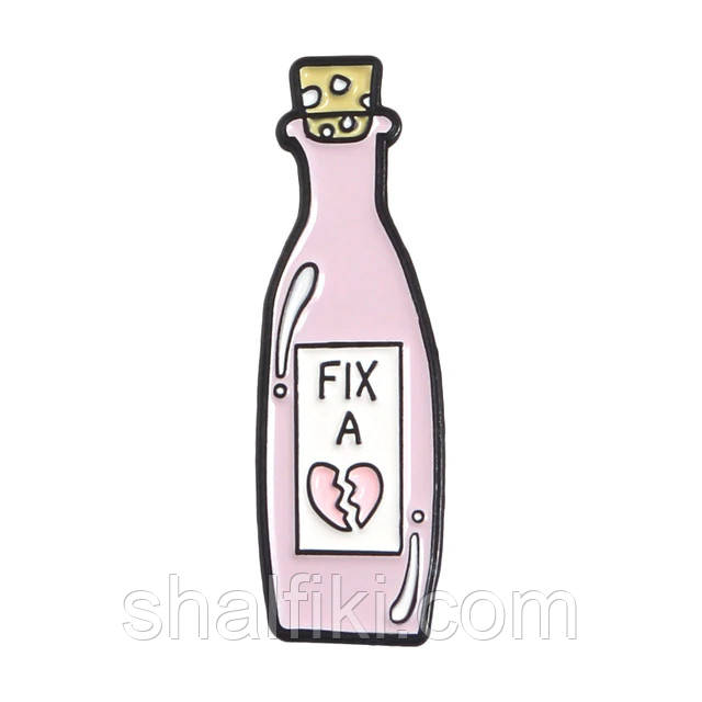 "Пляшка Вилікувати серце Fix a heart" значок (пін) металевий