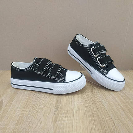 27р, 28 рр Дитячі та підліткові кеди конверси AIL STAR в стилі Converse липучка чорні чорно білі, фото 1