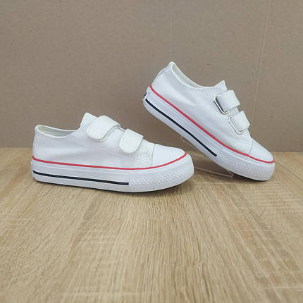 Тільки 27 розмір Дитячі та підліткові кеди конверси AIL STAR в стилі Converse липучка білі, фото 1