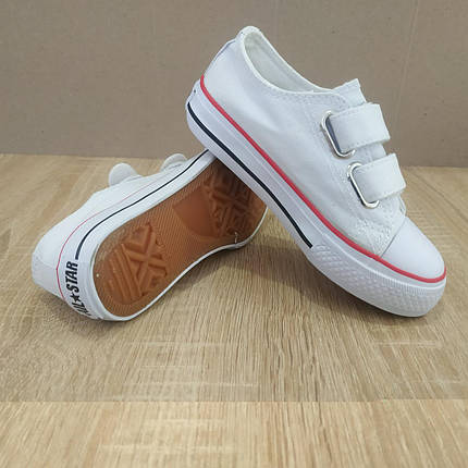 Тільки 27 розмір Дитячі та підліткові кеди конверси AIL STAR в стилі Converse липучка білі, фото 3