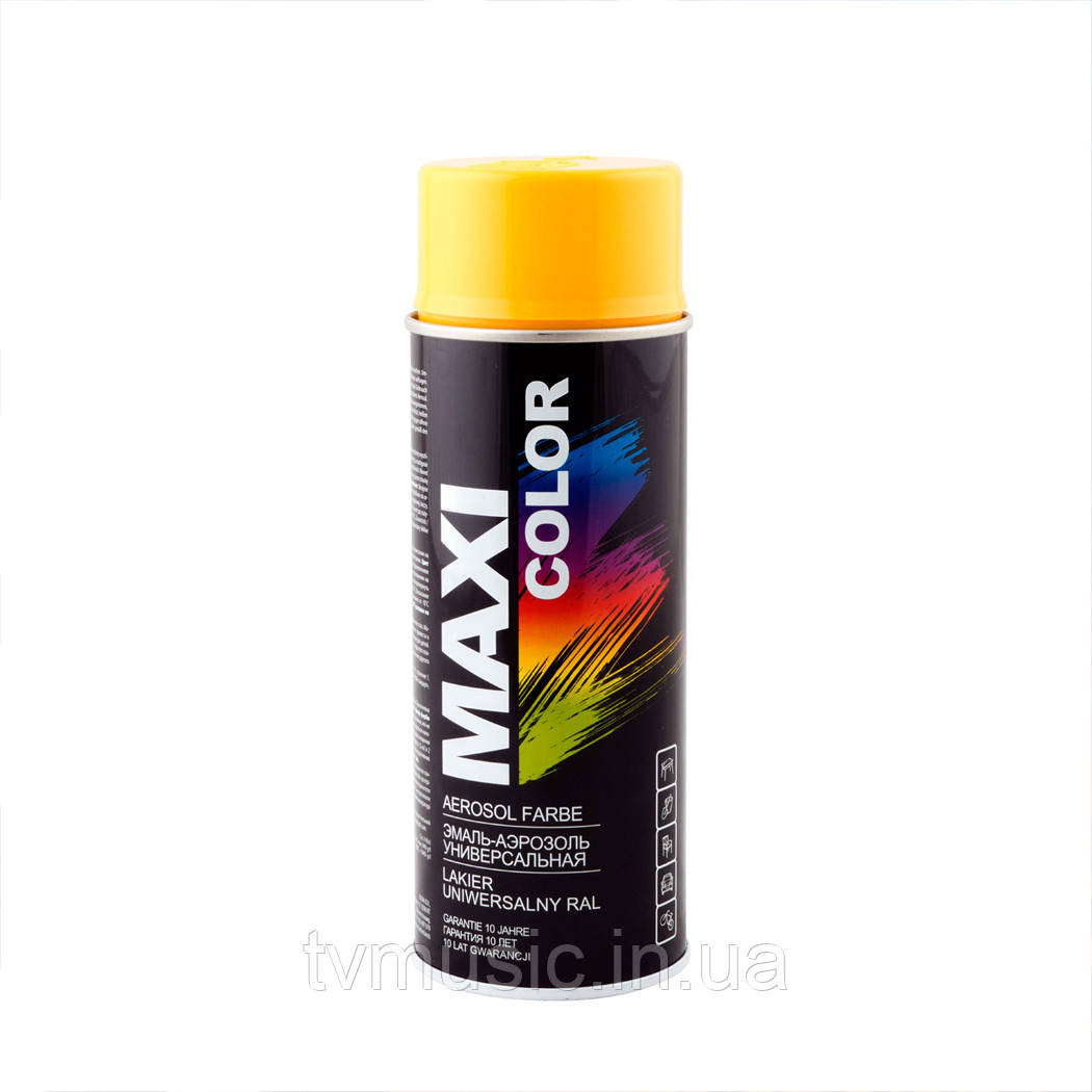 Аерозольна фарба Maxi Color RAL 1004 Золотисто-жовтий 400 мл, фото 1