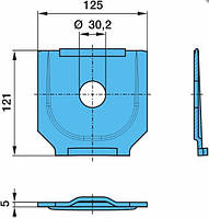 Пластина под кронштейн рессоры D30,2x121x125x5 5X125X120 DR.30.2