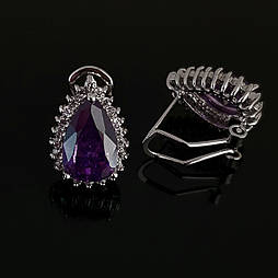 Елітні сережки з цирконієм, стильна біжутерія