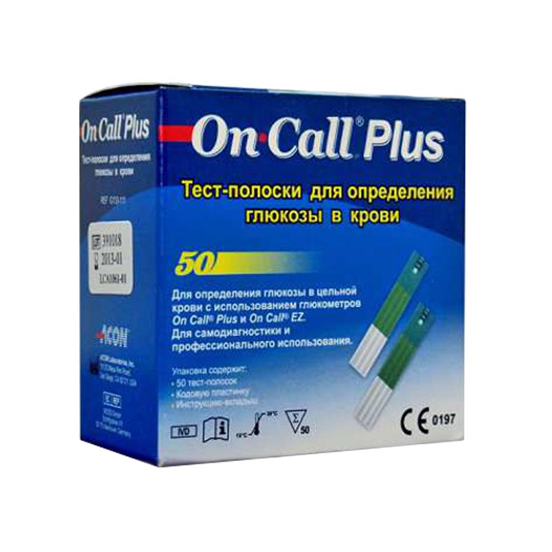 Тест смужки On-Call Plus (Він Кол Плюс) 50 шт, США